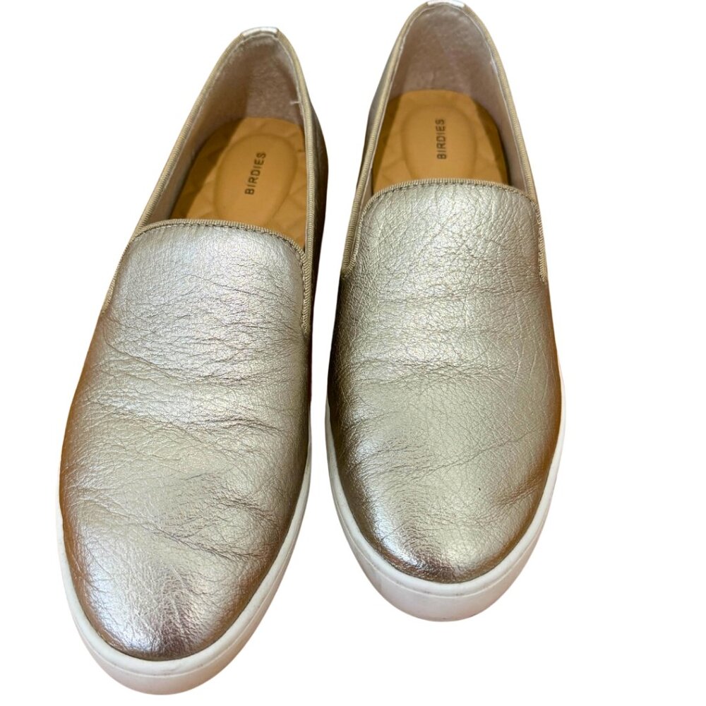 Birdies the Swift Slip on Sneaker in Gold Leather - Size 7